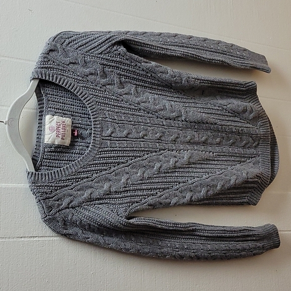 EUC SO Perfect Pullover grey cable knit long sleeve sweater - Picture 1 of 5